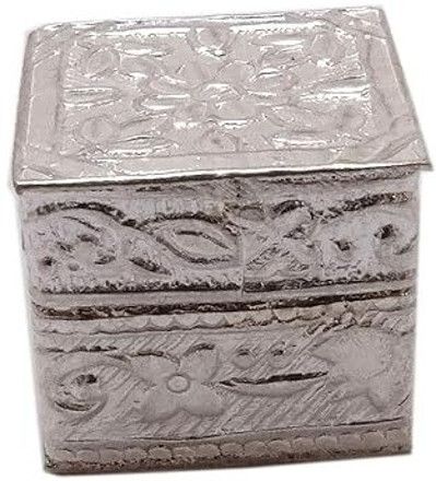 D 999 silver Dibbi honey container for red book remedy square sindur box Decorative Showpiece - 2 cm-image-25