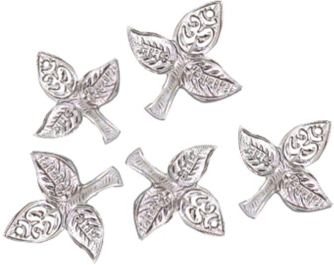 Silver (98% Purity) Holy & Sacred BelPatra 5pc For Pooja And Offer To Lord Shiva Decorative Showpiece - 3.5 cm-image-5