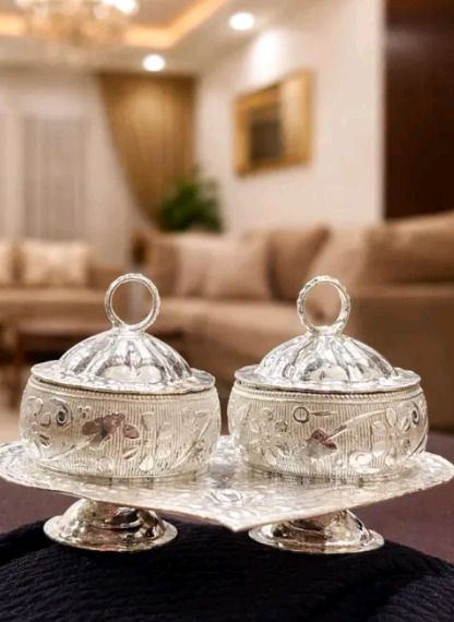 radha rani creation German Silver Oil Lamp Samai Style Deepam for Pooja Room, Home Temple Decorative Showpiece - 3 cm-picture-46