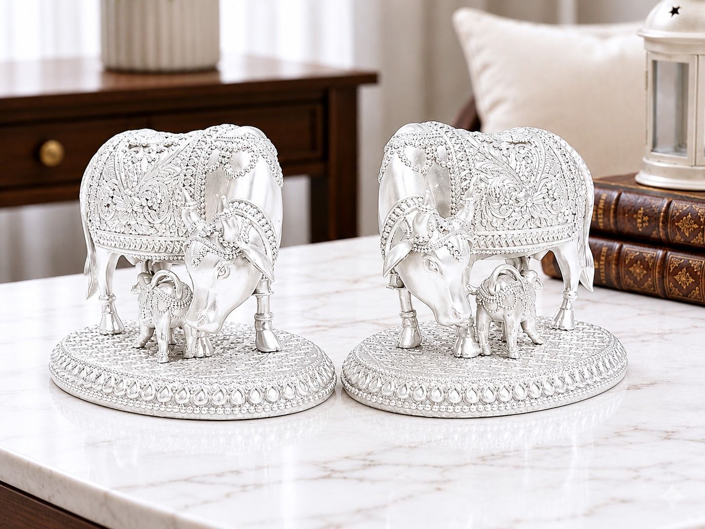 jaipur metals Cow and Calf Pair Idol Decorative Showpiece - 6 cm-picture-31