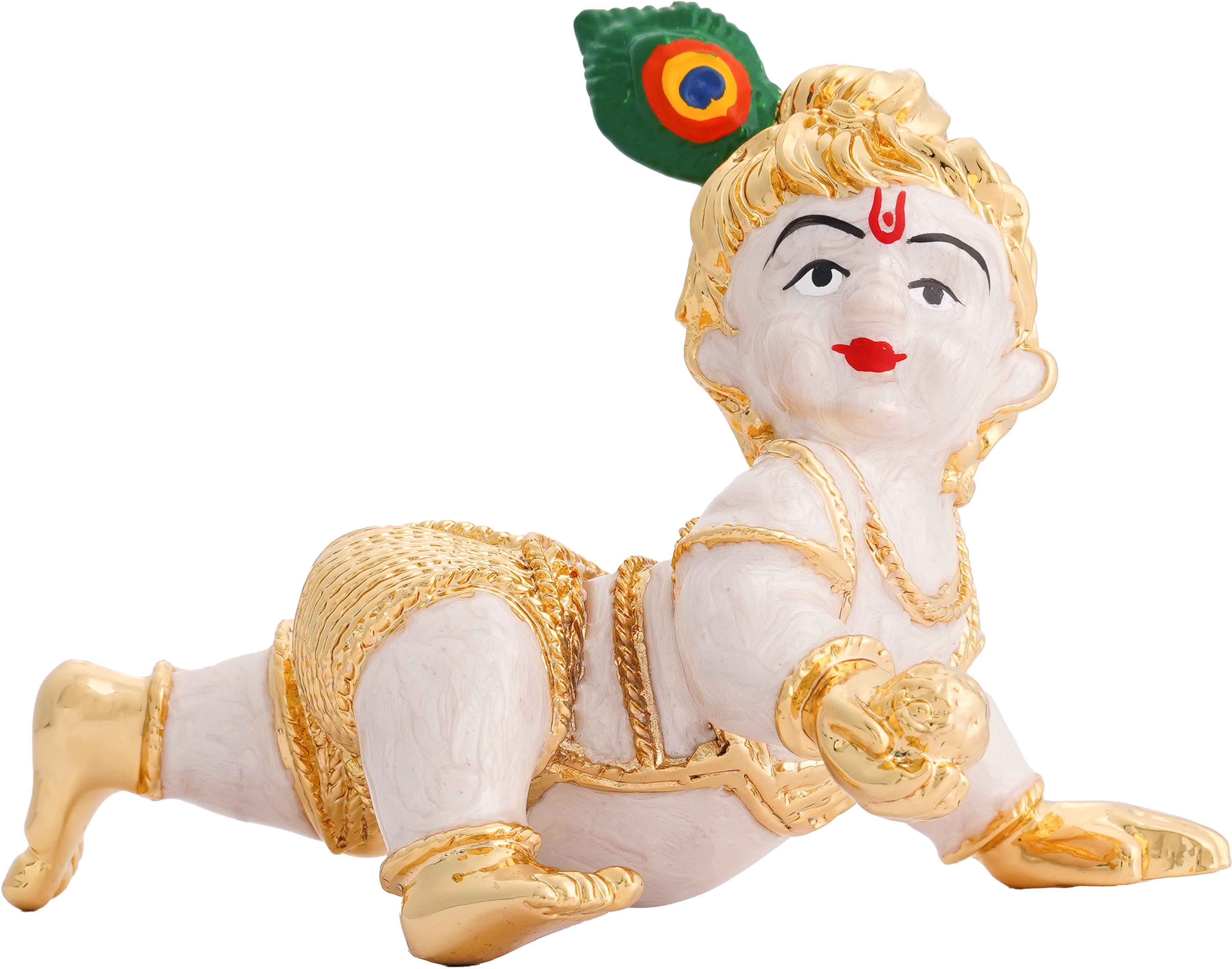 Little Krishnar Gold Plated idol - Ishna Gold & Silver Decorative Showpiece - 8 cm-picture-43