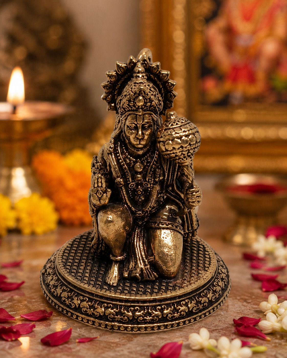 Premium Brass Hanuman Statue 2.25 Inch for Home Temple & Office Decorative Showpiece - 6 cm-image-30