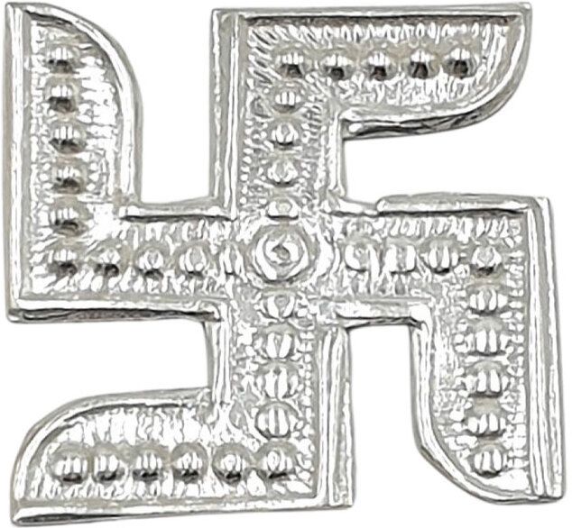 Silver Swastik/Sathiya/Chandi Ka Swastik for Astrology use and Red Book Remedy Decorative Showpiece-3 cm