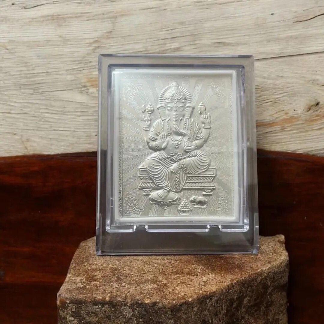 astro-d 999 Silver Lord Ganesh Frame Pooja Room | Car Dashboard Gifts Uses Decorative Showpiece - 10 cm-picture-21
