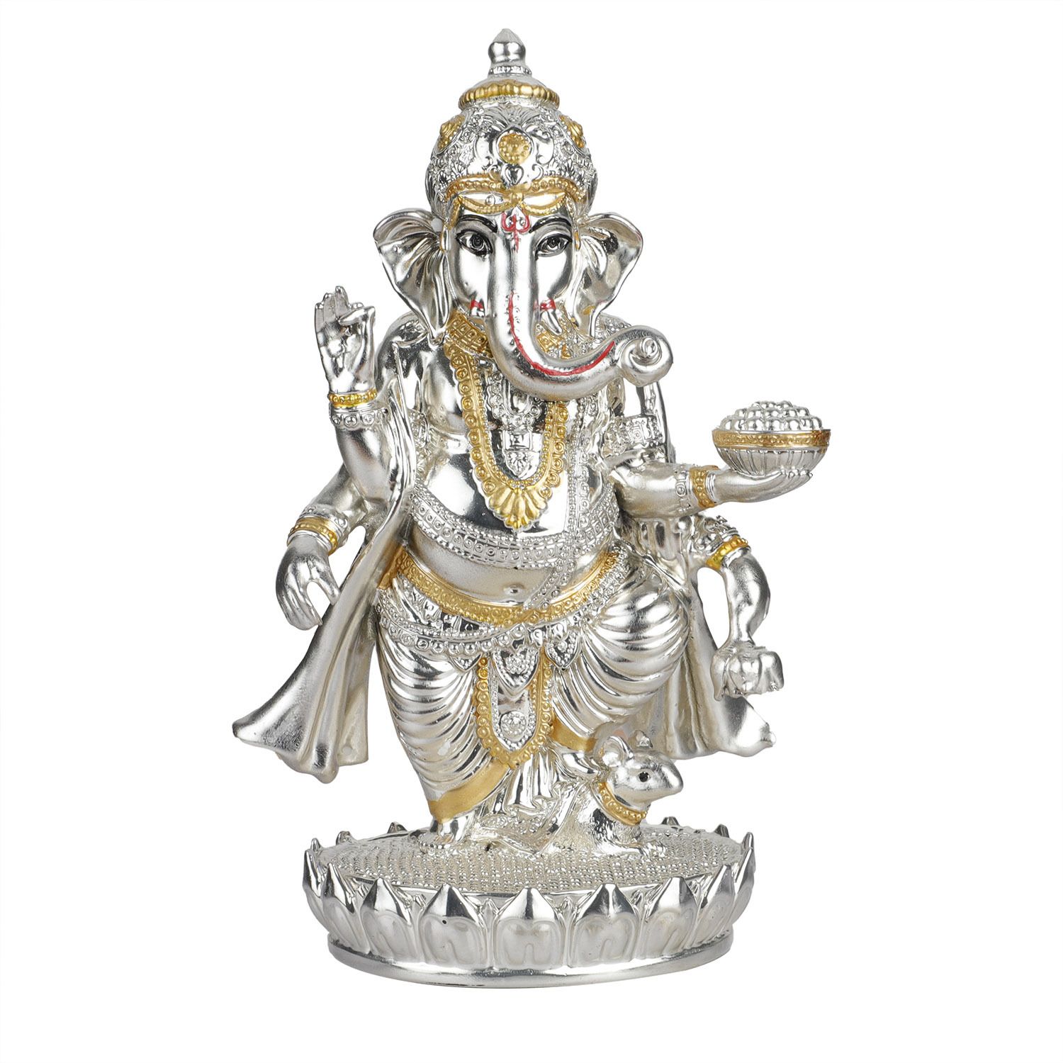 Decorative Silver Platted Lakshmi Ganesh Showpiece Ideal for Home & Office Decor Decorative Showpiece-19 cm-image-24