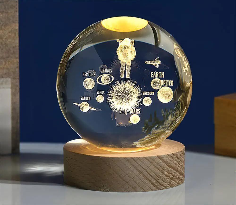 giggle gallery 3D Solar System Crystal Ball Night Lamp with Wooden Base Study Lamp-picture-30