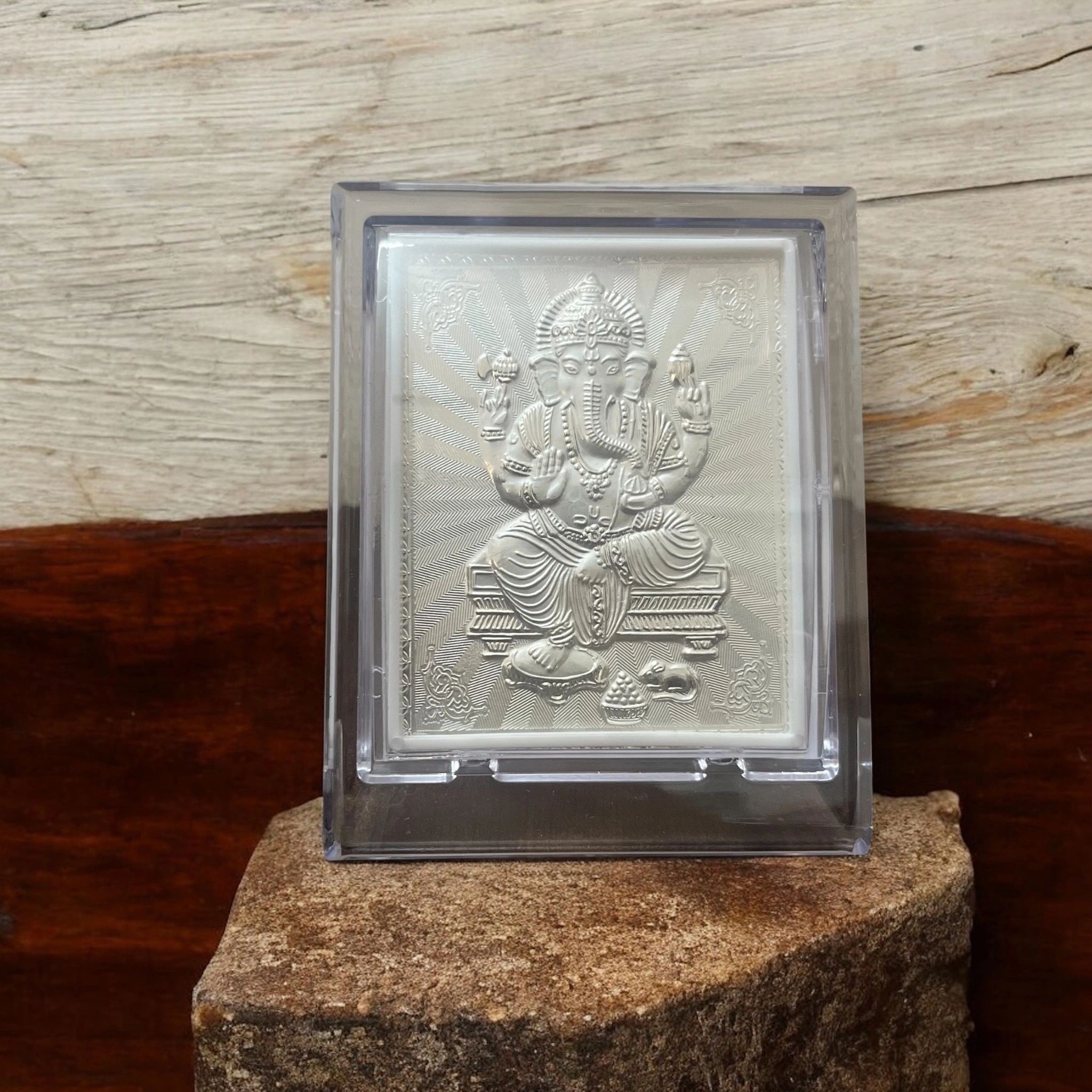 ASTRO-D 999 Pure Silver Lord Ganesh Frame Tabletop Stand Suitable For Pooja Room Decorative Showpiece - 10 cm-picture-15