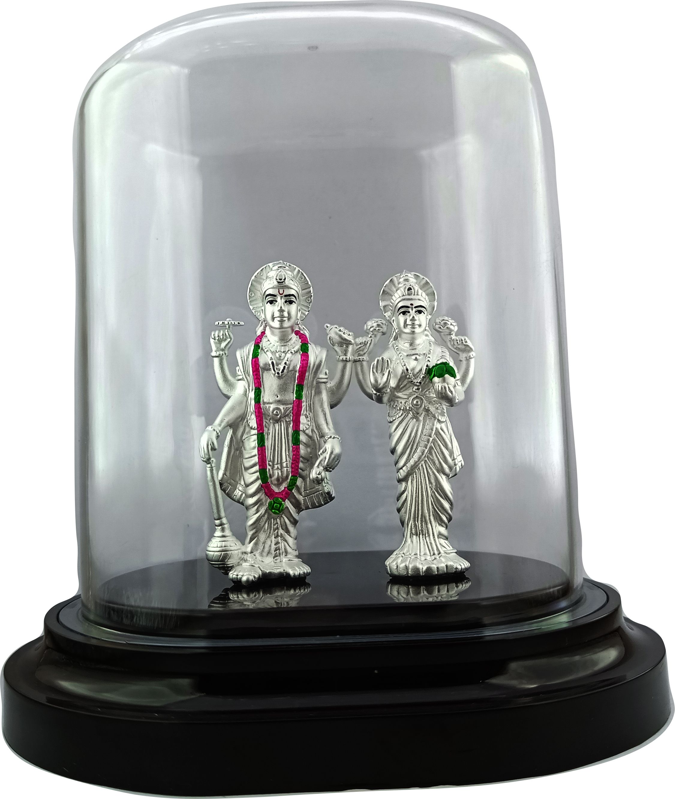 silverspot jewel 999 Pure Silver Beautiful Colorful Vishnu and Laxmi Together Decorative Showpiece - 4 cm-picture-27