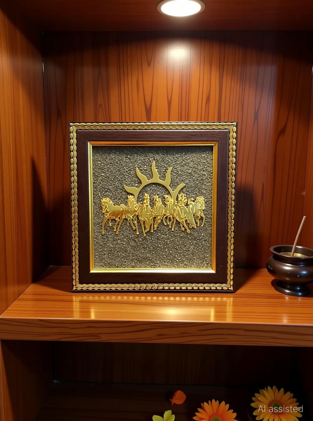 7 Horses on Raw Pyrite Frame - Vastu Items for Money Attraction Decorative Showpiece - 17 cm-image-40