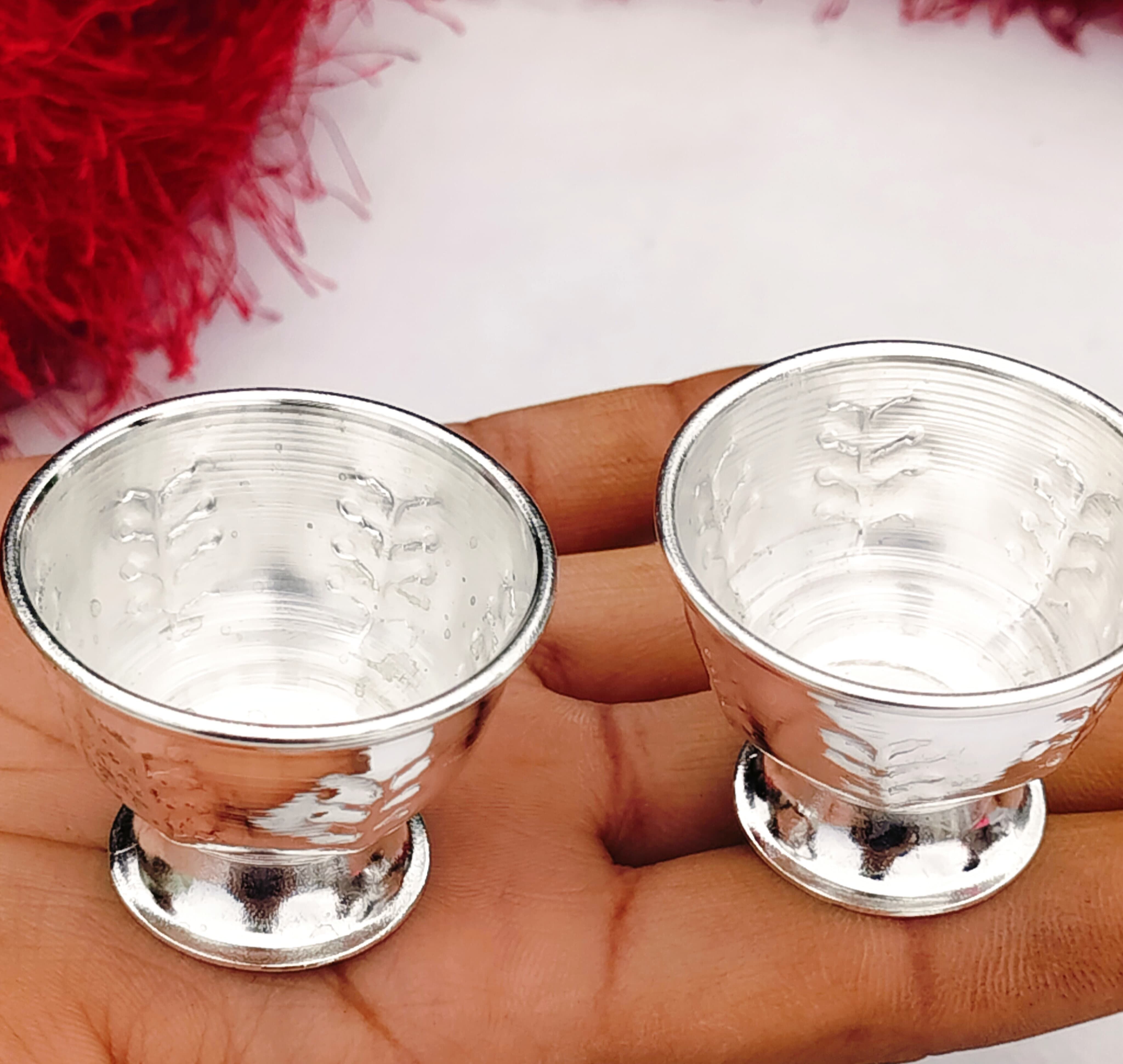 ASTRO-D German silver Nakkashi work bowl Kanhaji Bal Gopal Baby Feeding Decorative Showpiece - 11 cm-picture-13