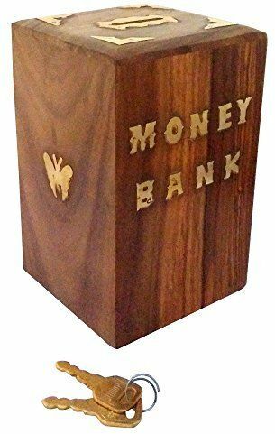 Handicrafted Wooden Money Bank Kids Piggy Coin Box Gifts Butterfly Coin Bank-image-18