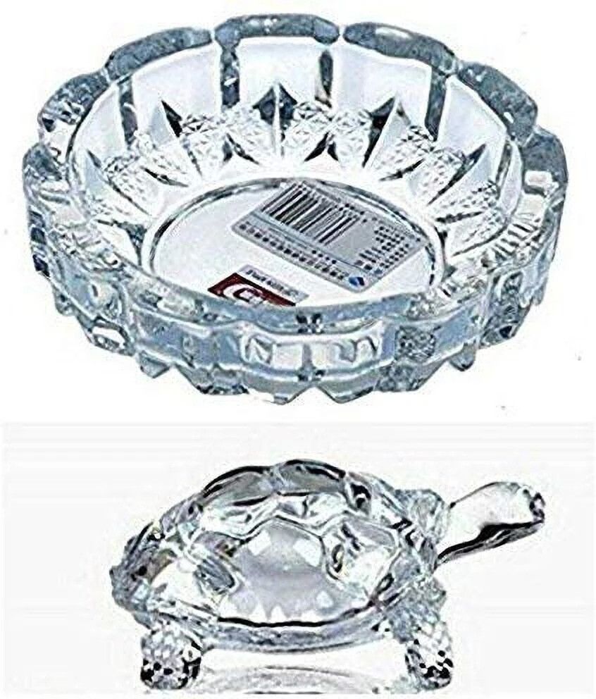 Glass Crystal Tortoise with Pond Feng Shui Vastu Crafts Crystal Turtle with Plate, Best Gift for Career and Good Luck Plate Decorative Showpiece - 5 cm-image-12