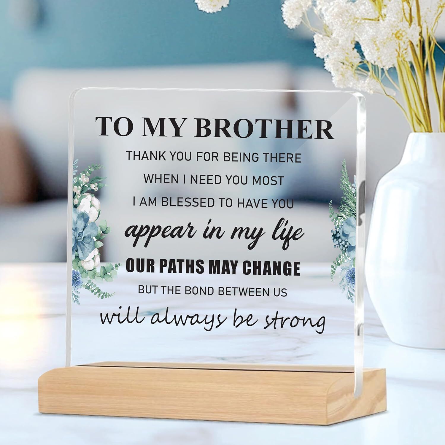 giftplease Acrylic Sign Brother Plaque with Wood Stand Decorative Showpiece - 7 cm-picture-24