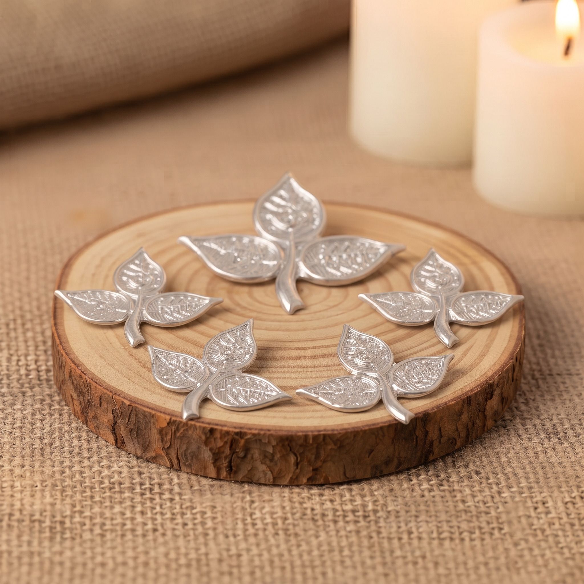 astro-d Belpatra Leaves for Puja Shivji Set of 5 Silver Decorative Showpiece - 1 cm-picture-30