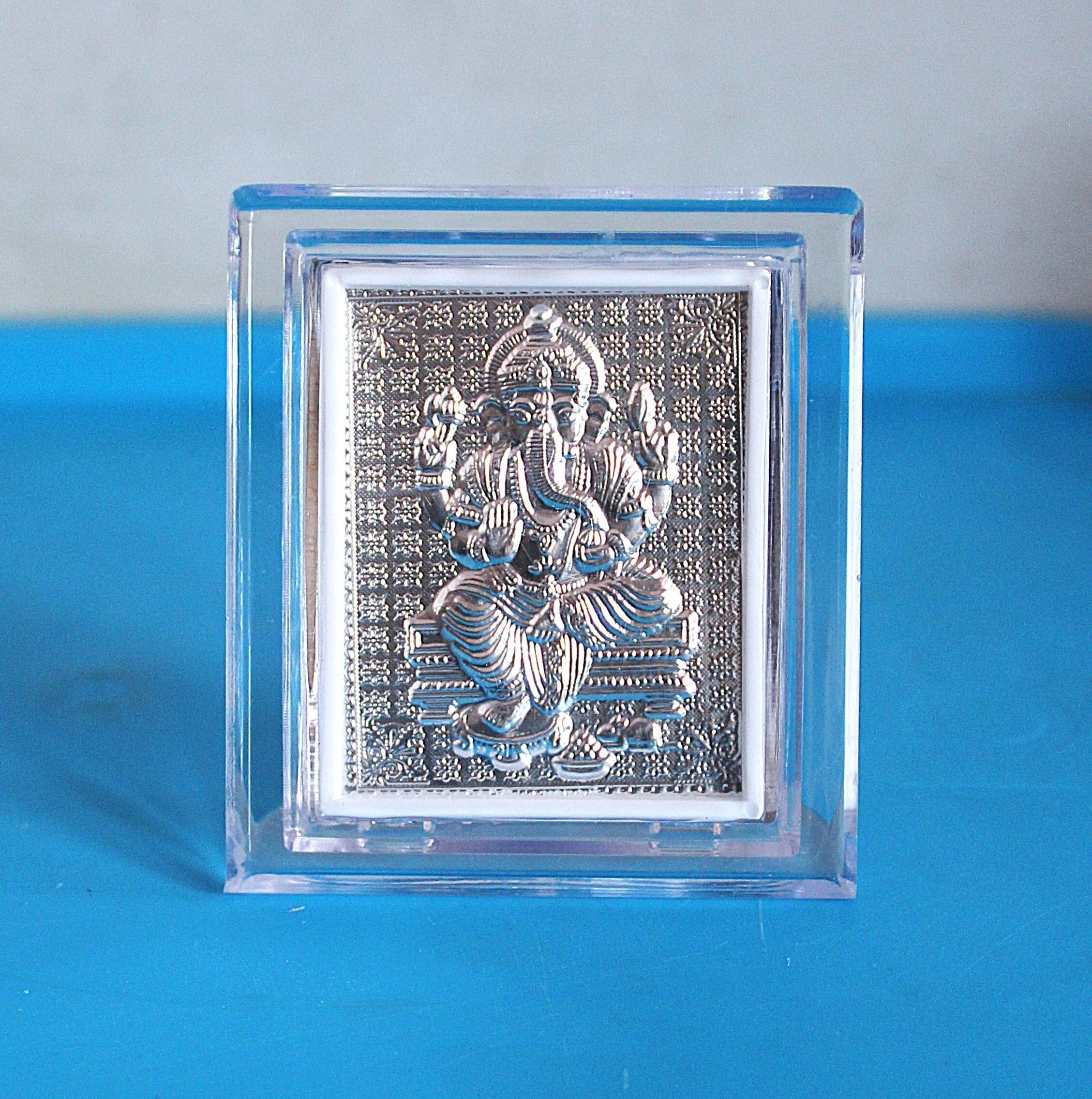 roots craft Silver Lord Ganesha Photo Frame for Home/Office Desk /Car Dashboard & Pooja Room Decorative Showpiece - 7 cm-picture-17