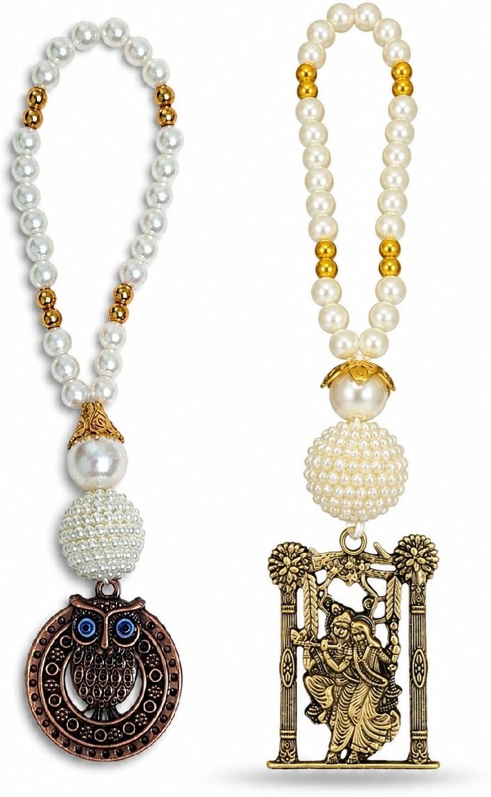 adhvik Combo of Evil Eye Protection Metallic Owl & Radha Krishna Hanging Accessories Decorative Showpiece - 20 cm-picture-45