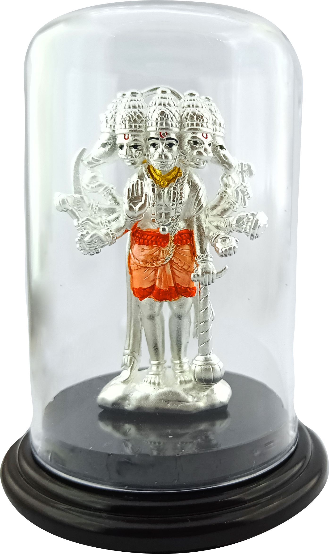 silverspot jewel 999 Pure Silver Beautiful Panch Mukhi Hanuman/ Anjanaya with Acrylic Base Idol Decorative Showpiece - 4 cm-picture-23
