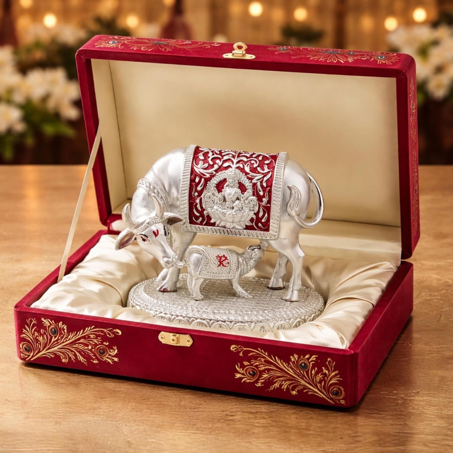 mind circus 999 Pure Silver Plated Kamdhenu Cow Idol Decorative Showpiece - 4 cm-picture-29