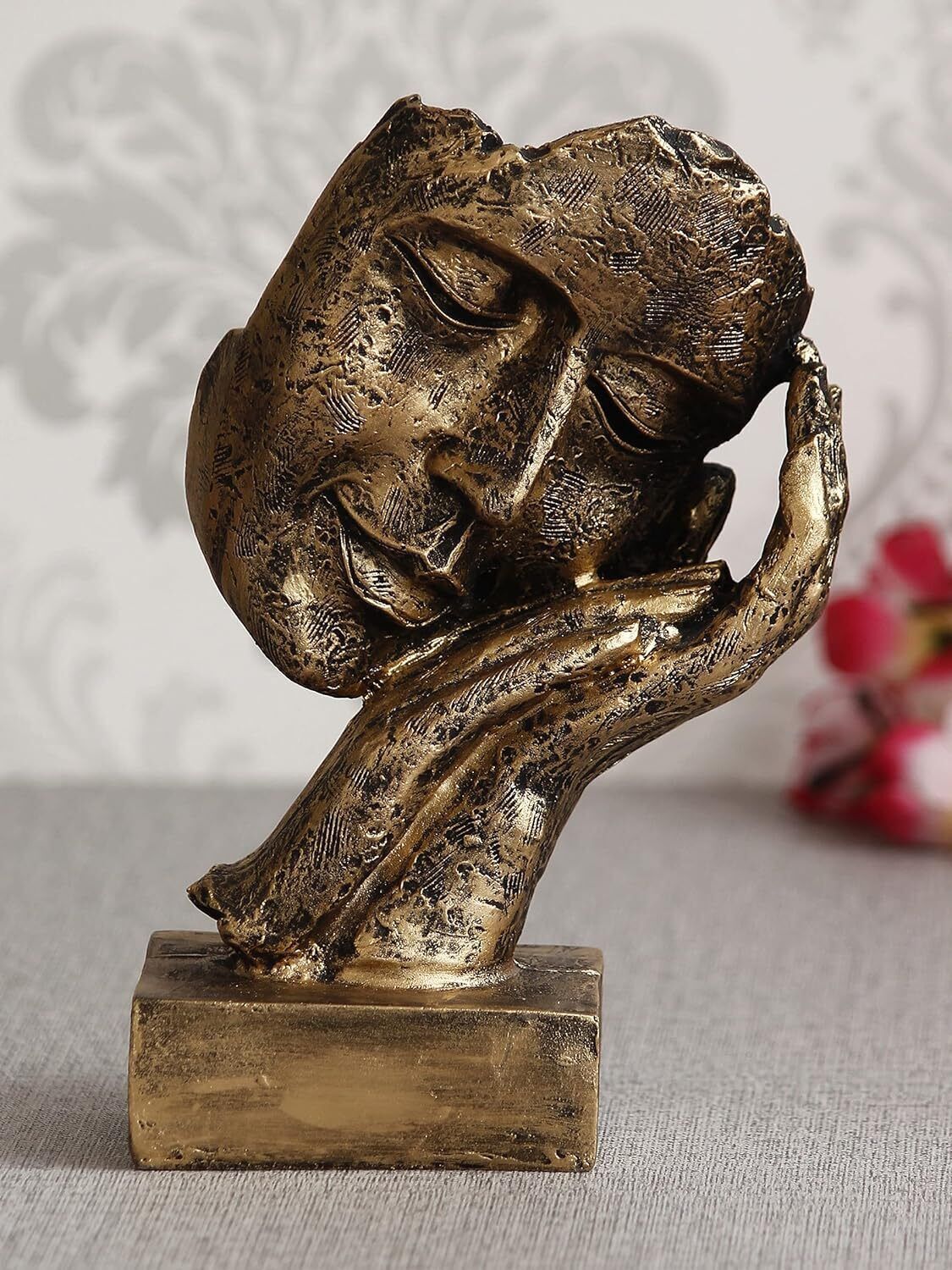 DAY CREATION Antique Look Human Face Resting On Hands Handcrafted Polyresien Decorative Showpiece - 21 cm-image-17