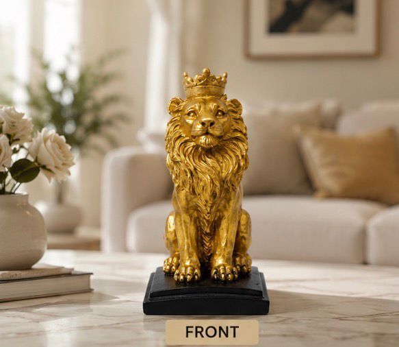 aqbp Royal Crown Lion Showpiece Statue for Home Decor | Premium Golden Lion Figurine Decorative Showpiece - 12.7 cm-picture-14