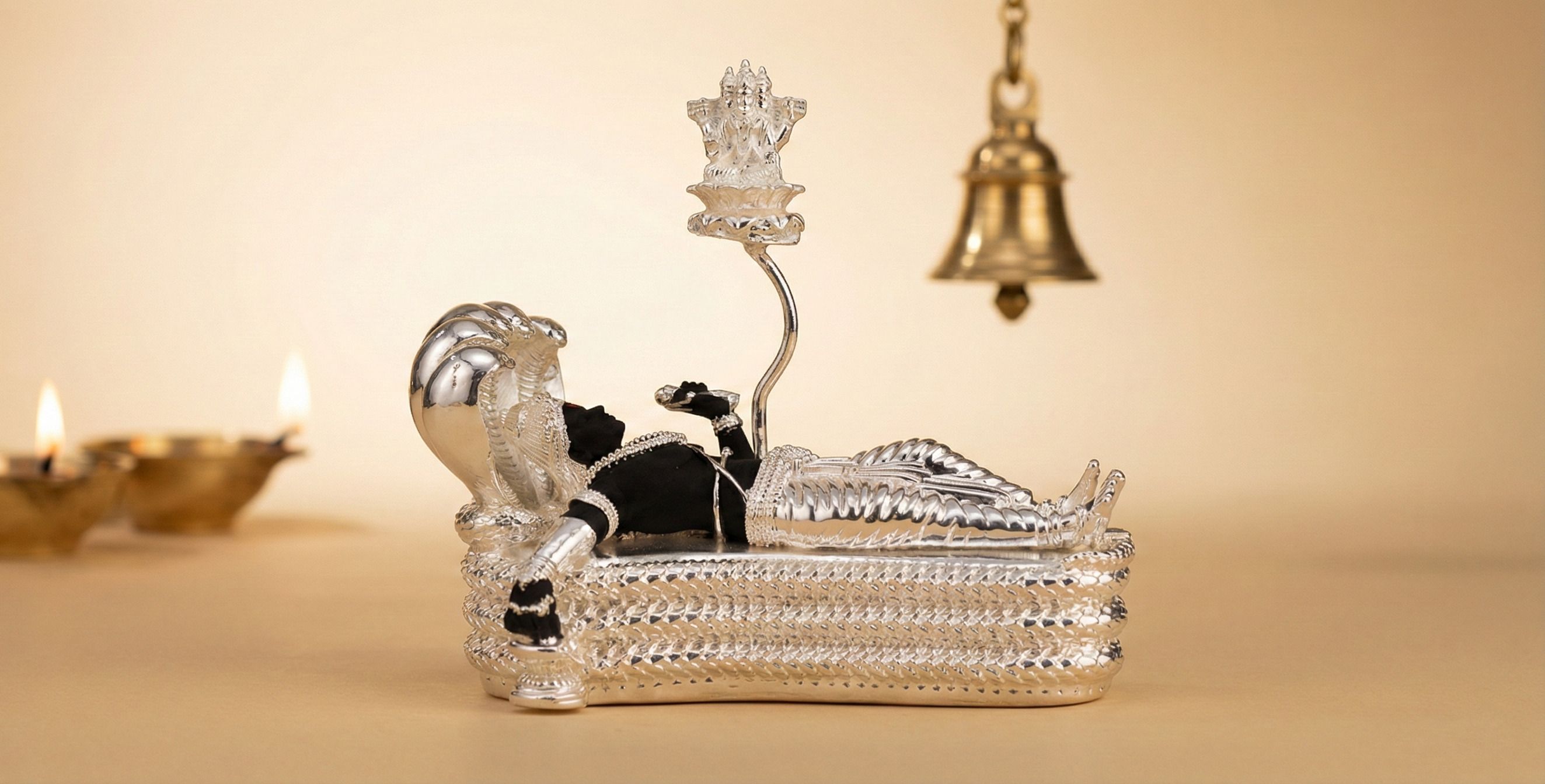 Sree Padmanabhaswamy Silver Black (3 inch) Decorative Showpiece - 4.5 cm-image-33