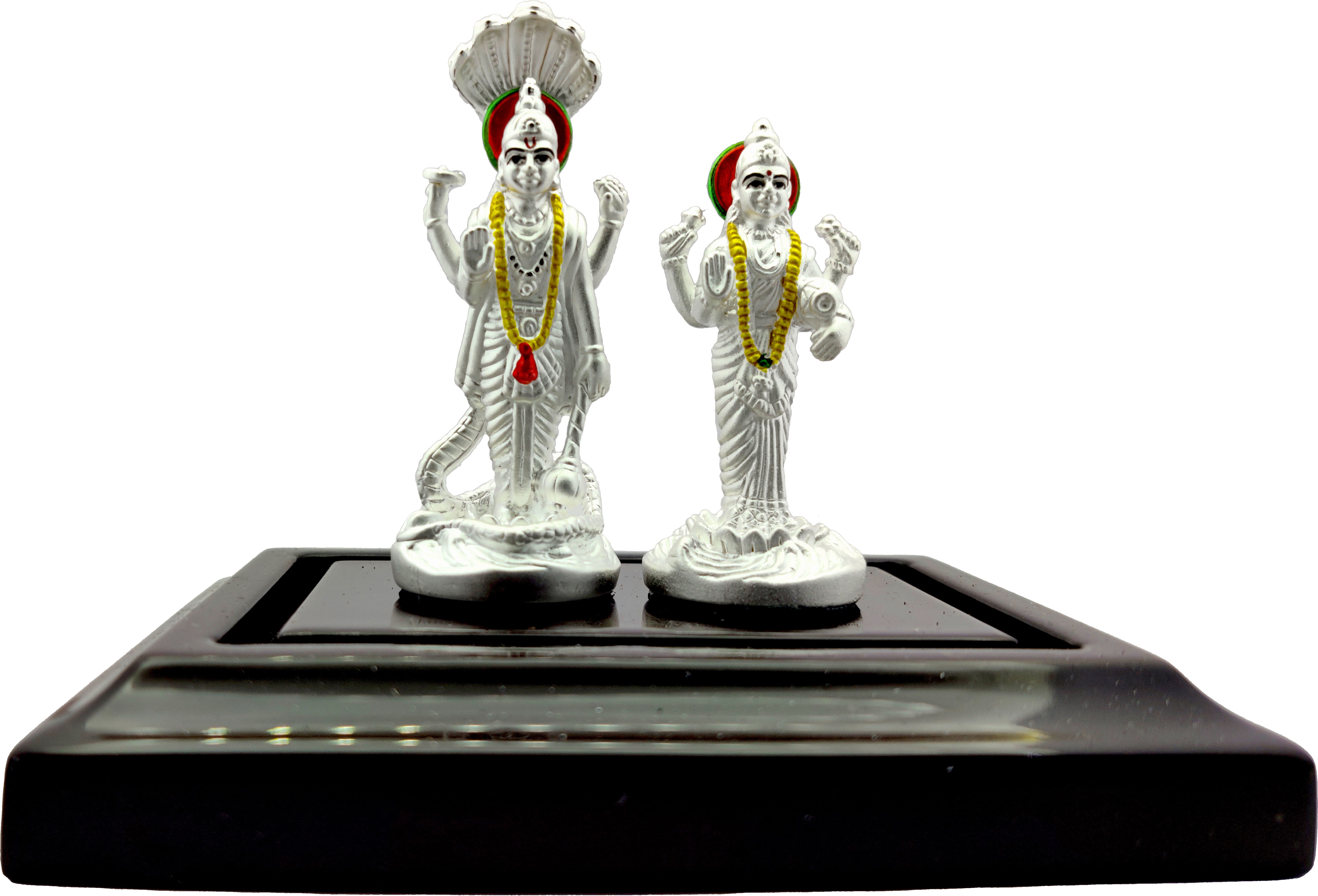 silverspot jewel 999 Pure Silver Beautiful Colorful Lord Vishnu and Laxmi Together Base Idol Decorative Showpiece-3 cm-picture-26