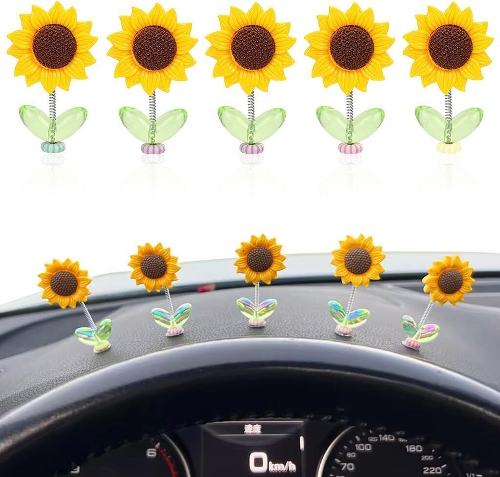 ycvariyaenterprise 5Pcs Mini Sunflower Car Decoration Decorative Showpiece - 5 cm-picture-5