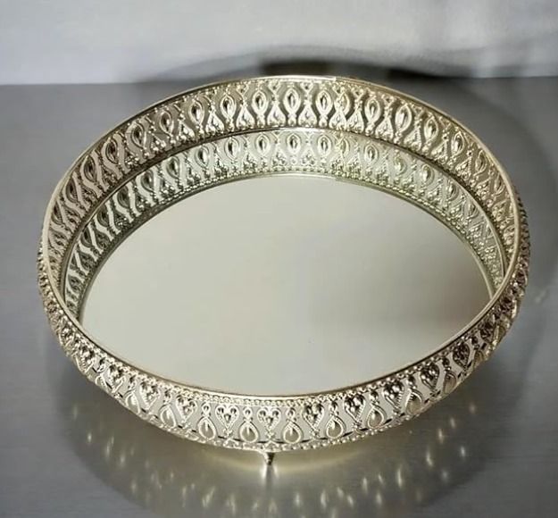 nnp Elegant Silver Plated Decorative Serving Tray Set Home Size:-4" x6" x 8" x 10" Decorative Showpiece - 10 cm-picture-21
