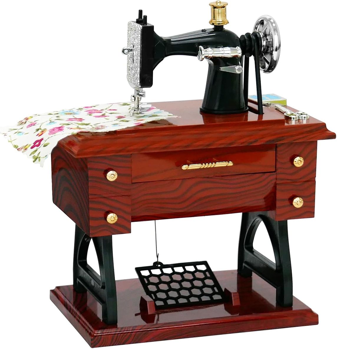 Mini Vintage Sewing Machine Music Box Retro Style Wind Up Desk Decor Gift Decorative Showpiece - 7.7 cm-image-42