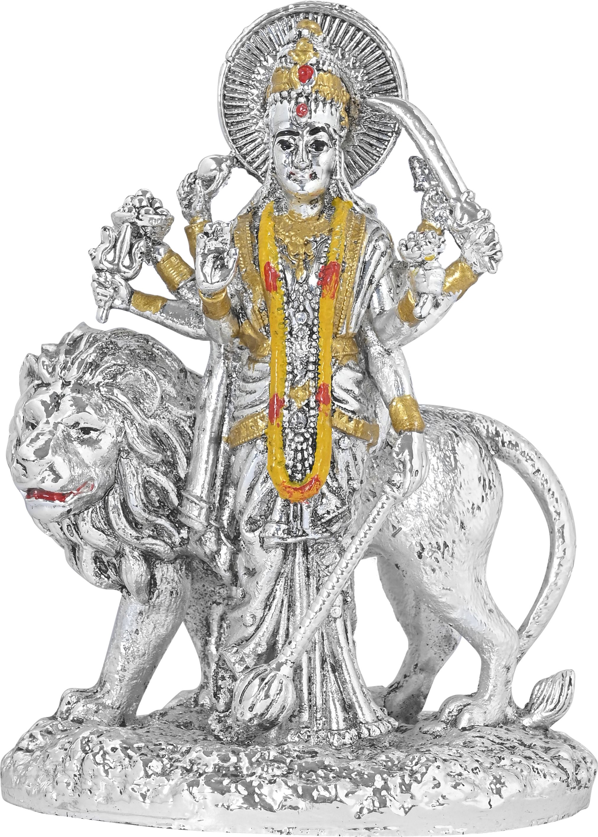 Decorative Standing Durga Mata Showpiece Silver Plated for Home & Office Décor Decorative Showpiece-13.2 cm-image-17
