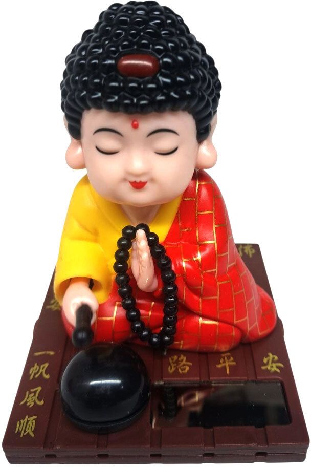 Solar Powered Buddha Bobblehead car, office desks, or home decor Decorative Showpiece - 9.5 cm-image-35