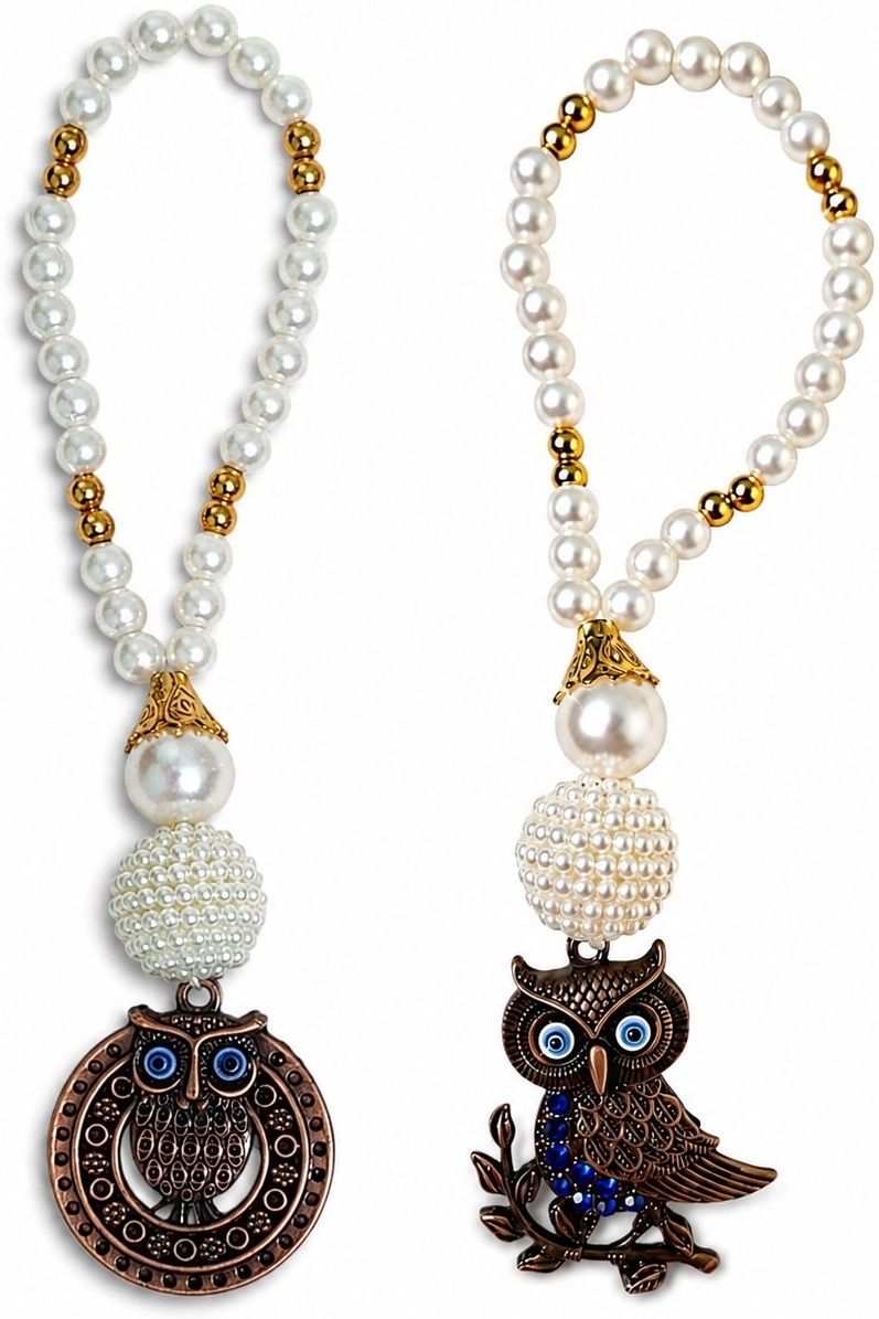 adhvik Combo of Metallic Owl Evil Eye Protection Charm Hanging for Car Dashboard Decorative Showpiece - 20 cm-picture-35