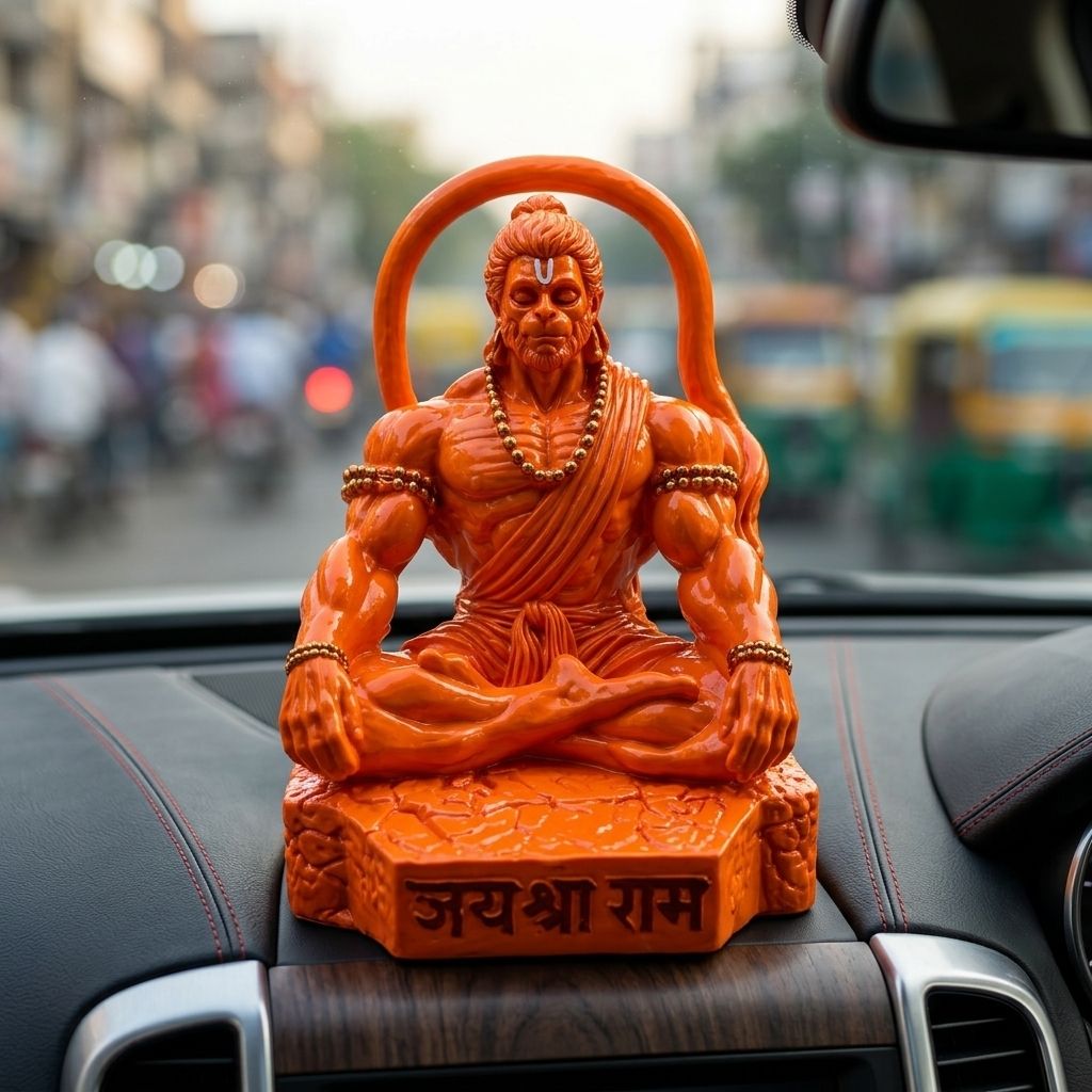 Lord Hanuman Meditation Idol Premium Marble Dust Resin Home Decor Statue Decorative Showpiece - 8 cm-image-41