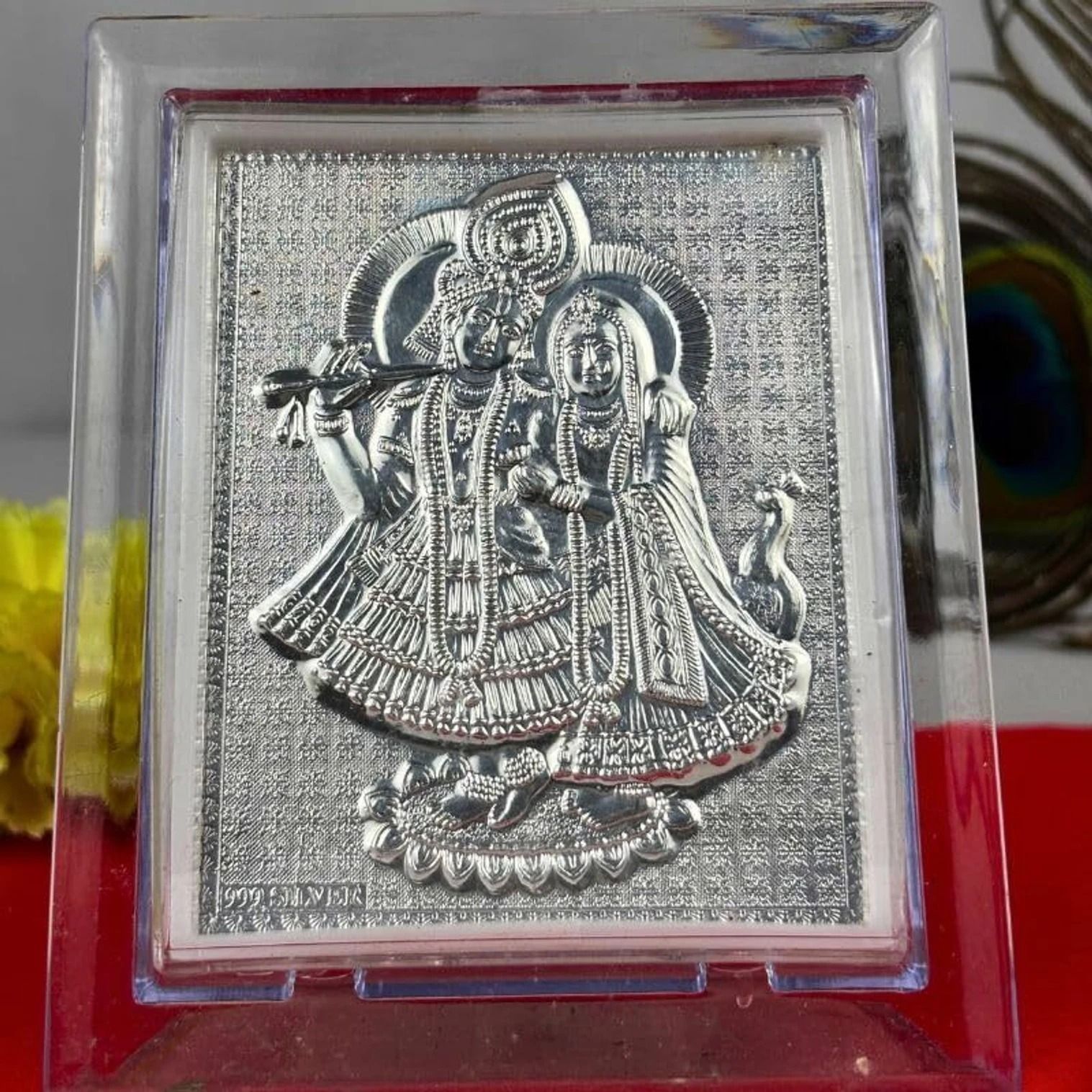 shree shyam enterprises 999 Silver Radha Krishna Photo Frame - Divine Decor for Car & Home Decorative Showpiece - 11 cm-picture-32