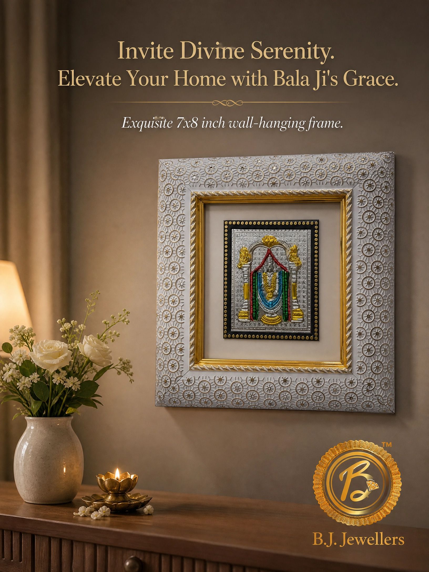 999 Silver Balaji Ji Divine Wall Frame Decorative Showpiece - 8 cm-image-7