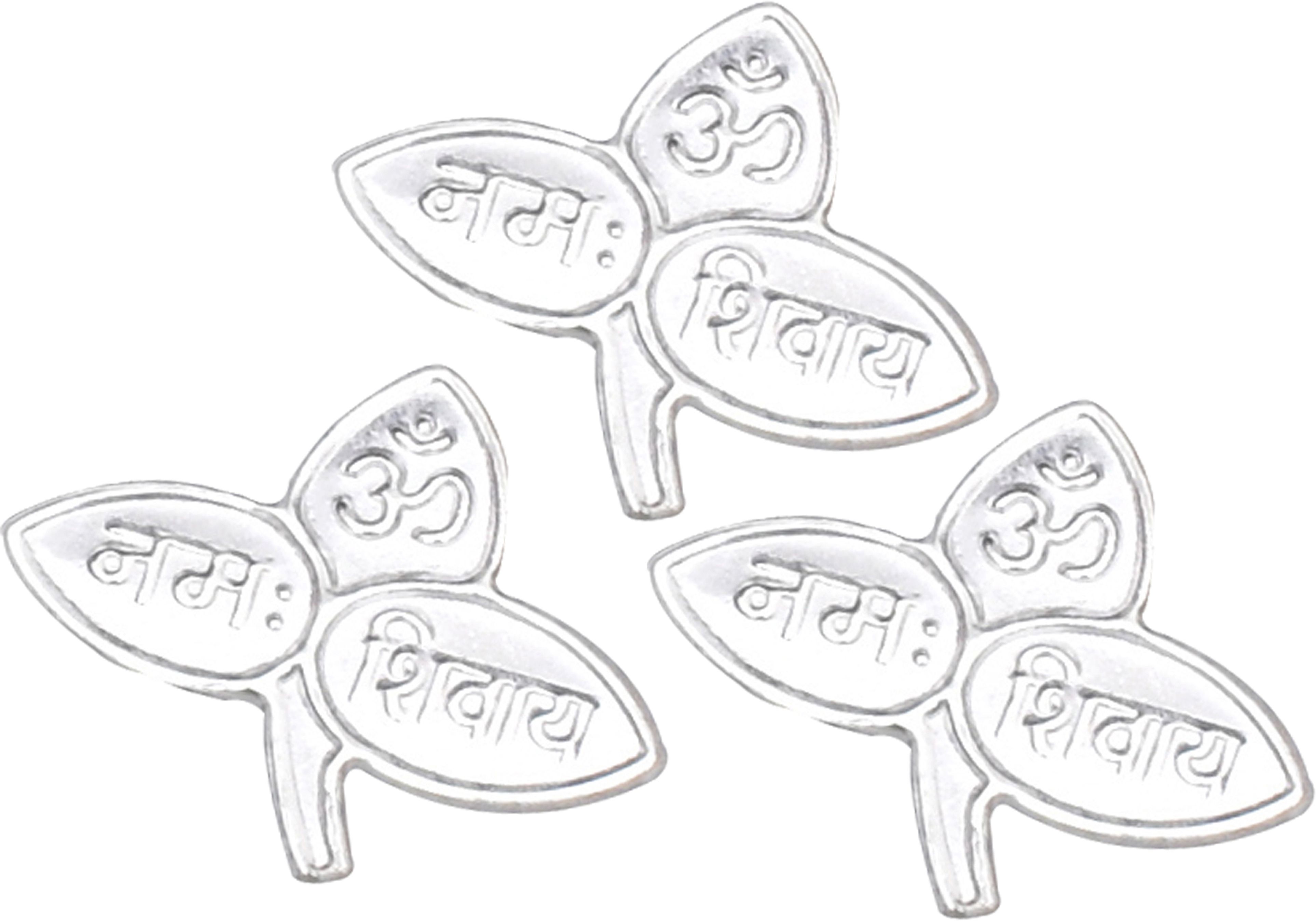Pure Silver Belpatra / Bilva Leaves for Puja, (3 leaves) Decorative Showpiece-0.1 cm-image-35