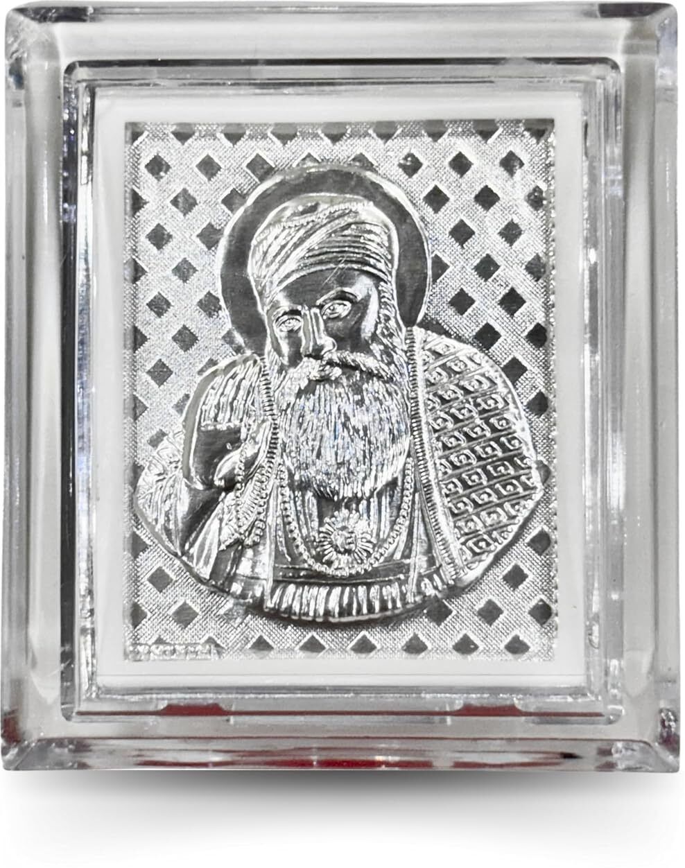 999 Pure Silver Guru Nanak Dev ji Frame, Silver, Office, Home, Car Dashboard Decorative Showpiece-6 cm-image-47