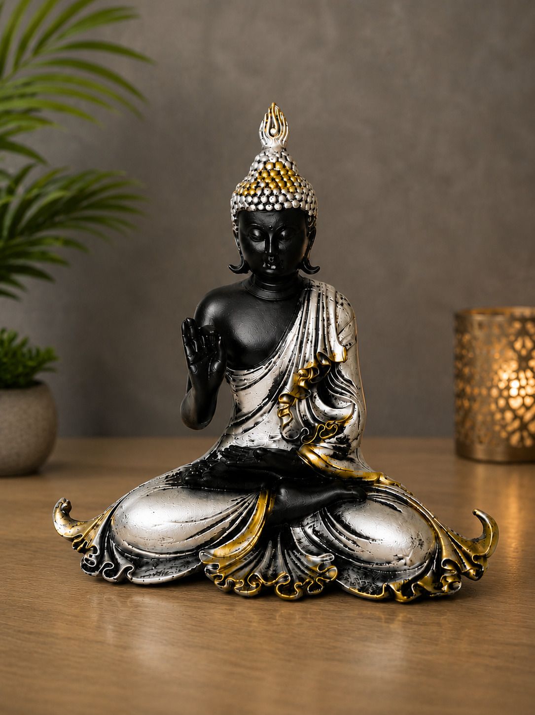 SILVER BUDDHA Decorative Showpiece - 19 cm-image-42