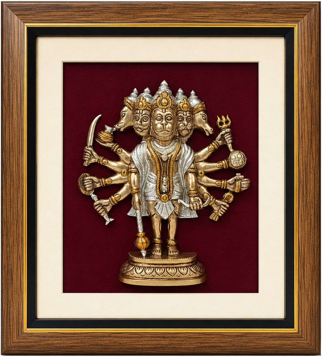divyam Brass Panch Mukhi Hanuman Wall Frame | Premium Hindu Religious Wall Hanging Decorative Showpiece - 43.18 cm-picture-35