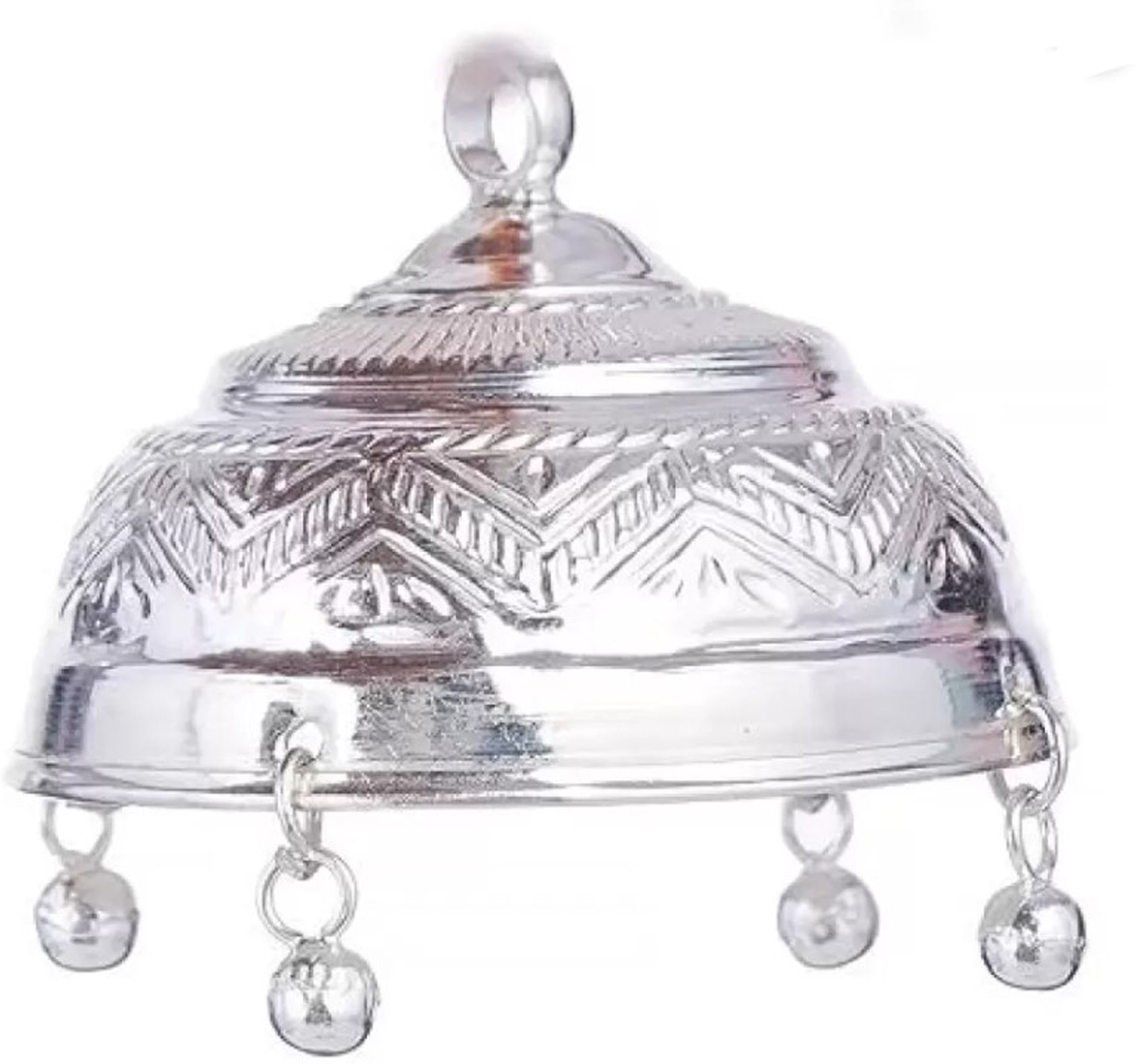 ASTRO-D White 999 pure Silver Chatar 5.5" inch 55 gm Decorative Showpiece - 7 cm-image-46