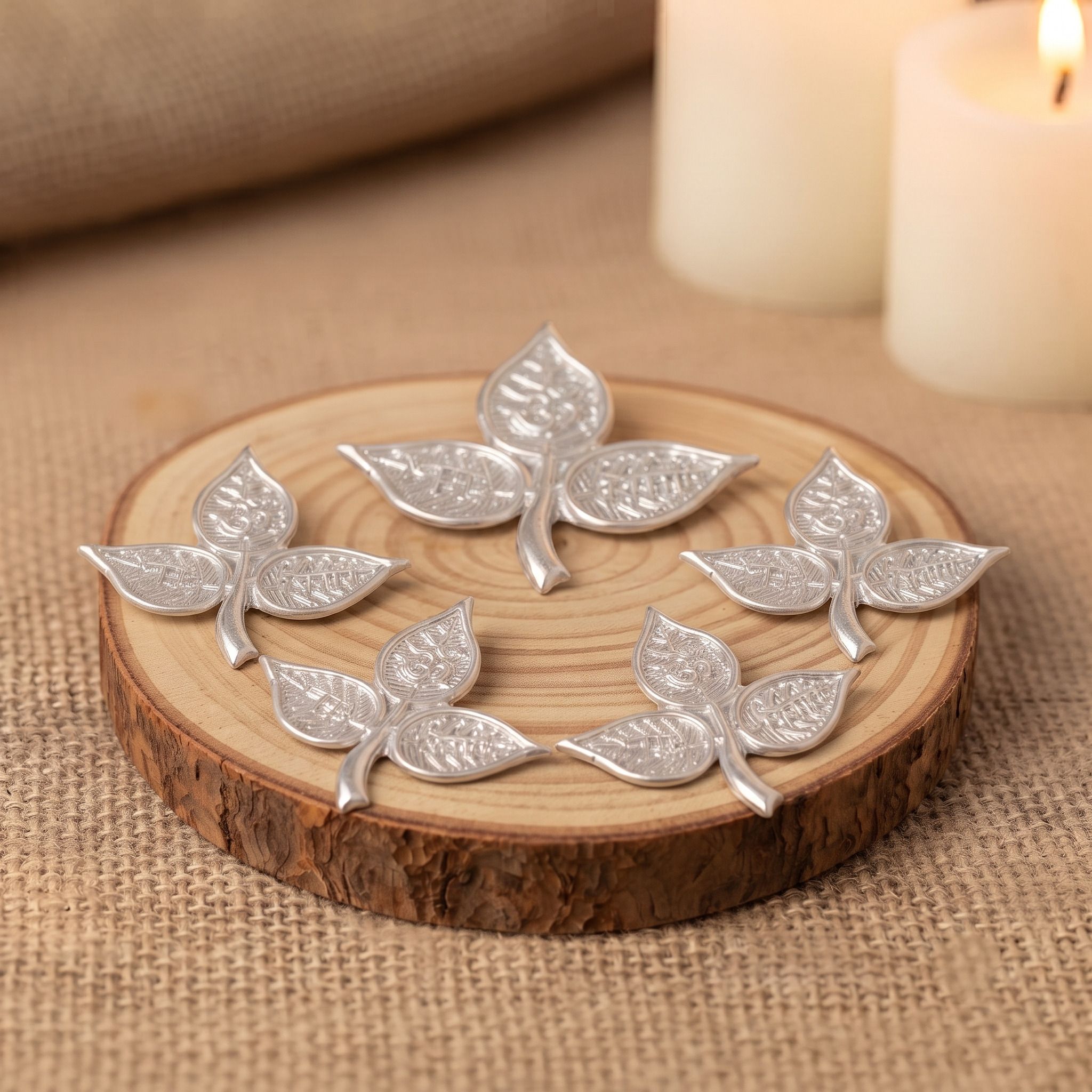 astro-d Belpatra Leaves for Puja Silver Shivji Set of 5 ,50 GRAM Decorative Showpiece - 3.5 cm-picture-46