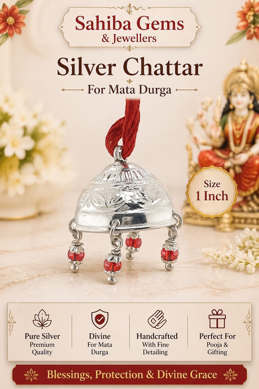 sahiba gems Silver Chattar Pooja items Decorative Showpiece - 3 cm-picture-14