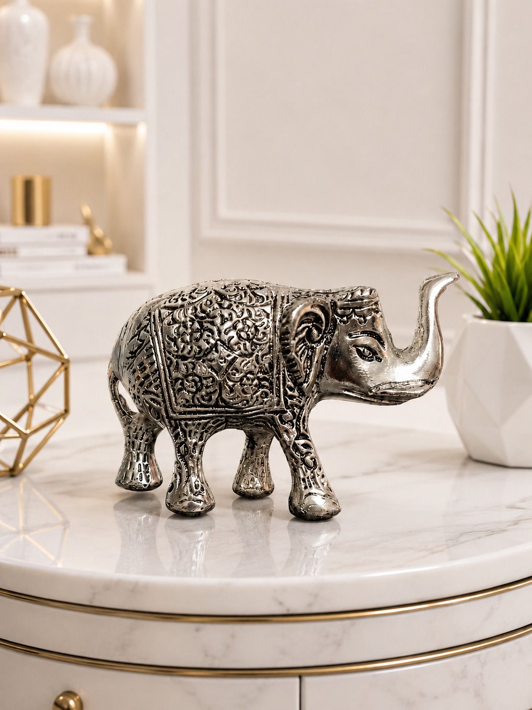 shiv baba handi craft Silver Lucky Elephant Decorative Showpiece Decorative Showpiece - 7 cm-picture-25