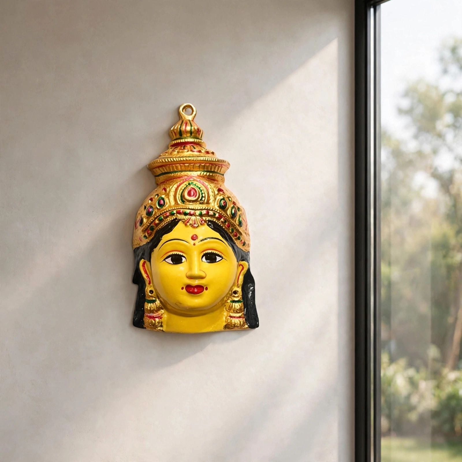 airsoft Hand Painted Varalakshmi Ammavari Face Wall Hanging for Pooja Room Home Decor Decorative Showpiece - 15 cm-picture-12