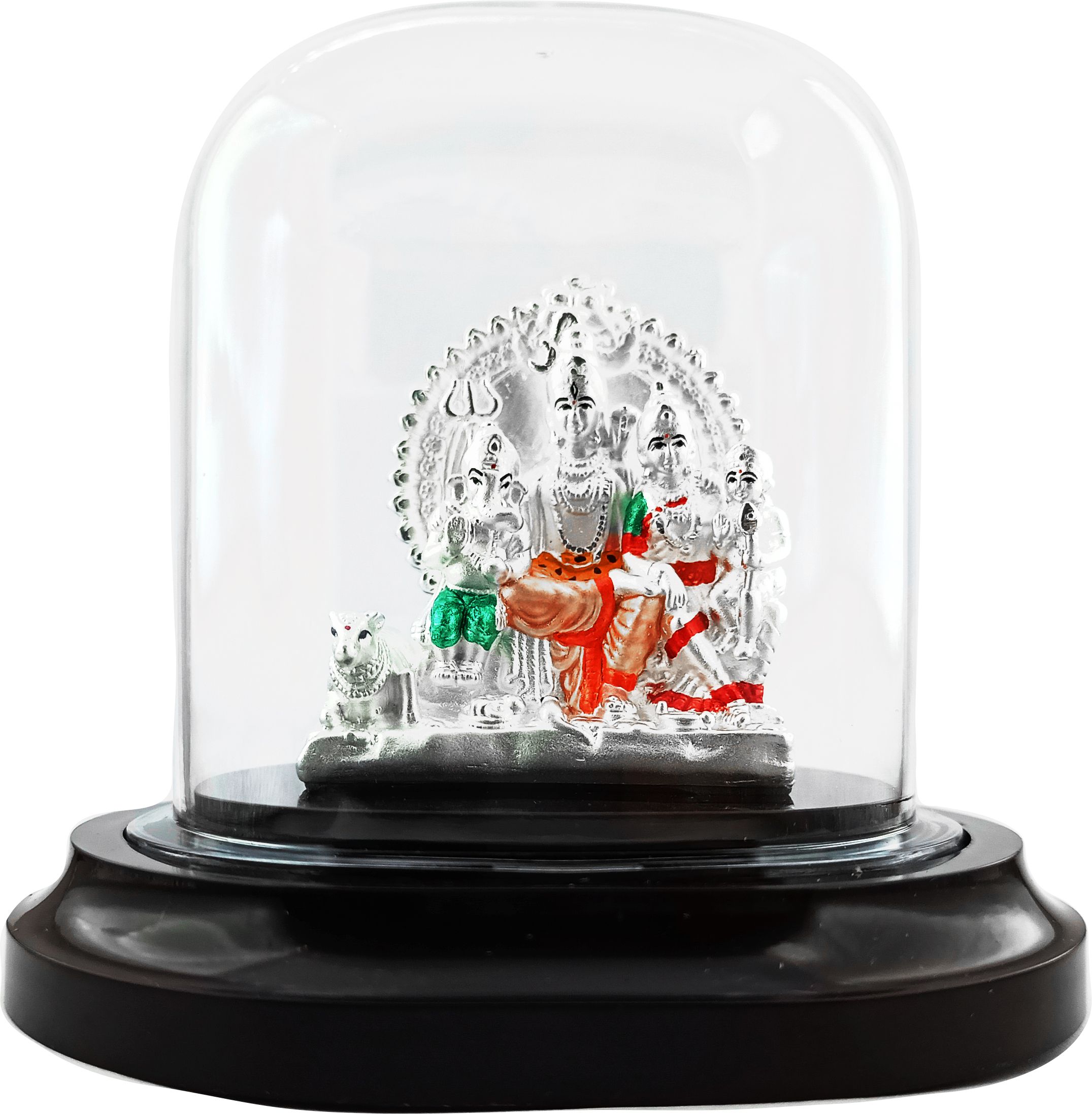 silverspot jewel 999 Pure Silver Beautiful Colorful Shiva-Family with Acrylic Base Idol/Statue . Decorative Showpiece - 50 cm-picture-36