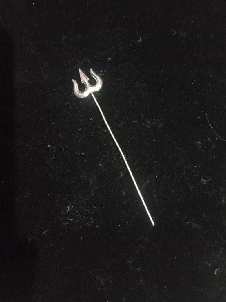 nakoda store Pure Silver Trishul fro shiv pooja (2 Gm) Decorative Showpiece-5.08 cm-picture-16