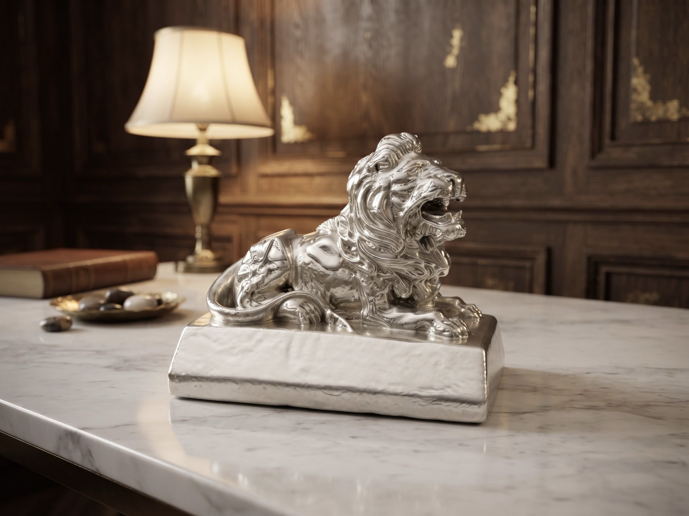 Premium Silver Coated Lion Statue Showpiece for Home Decor | Vastu Lion Figurine Decorative Showpiece - 12 cm-image-31