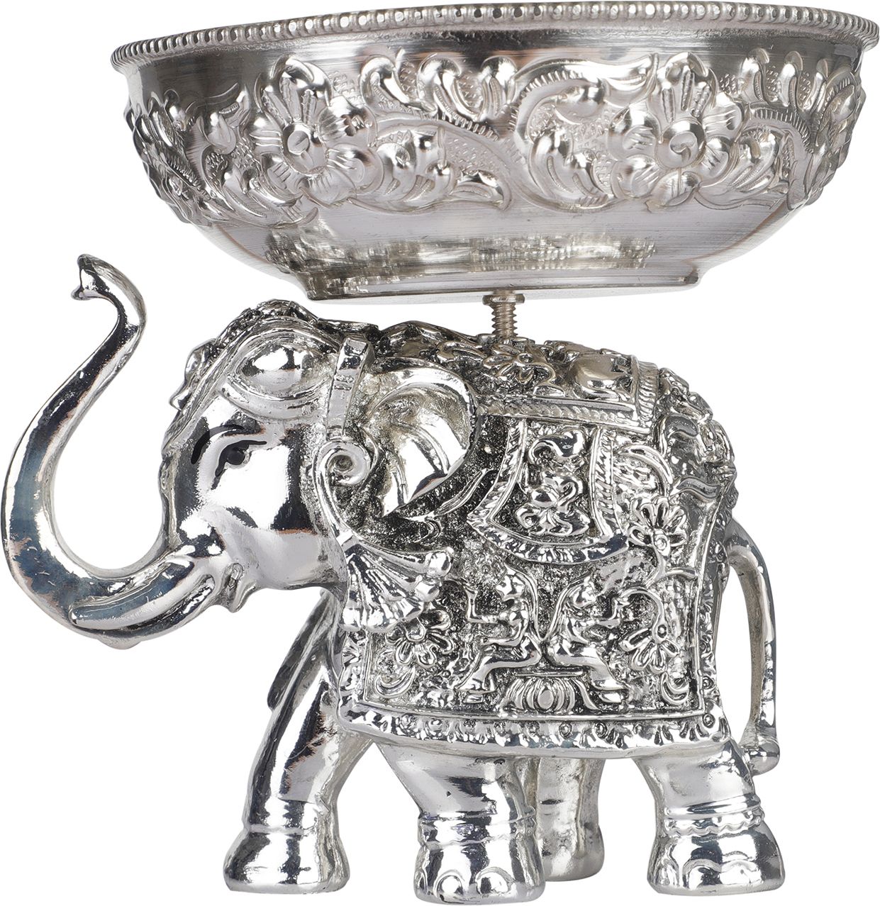 Decorative Silver Elephant Bowl Decorative Showpiece for Home & Office Decorative Showpiece-16 cm-image-1