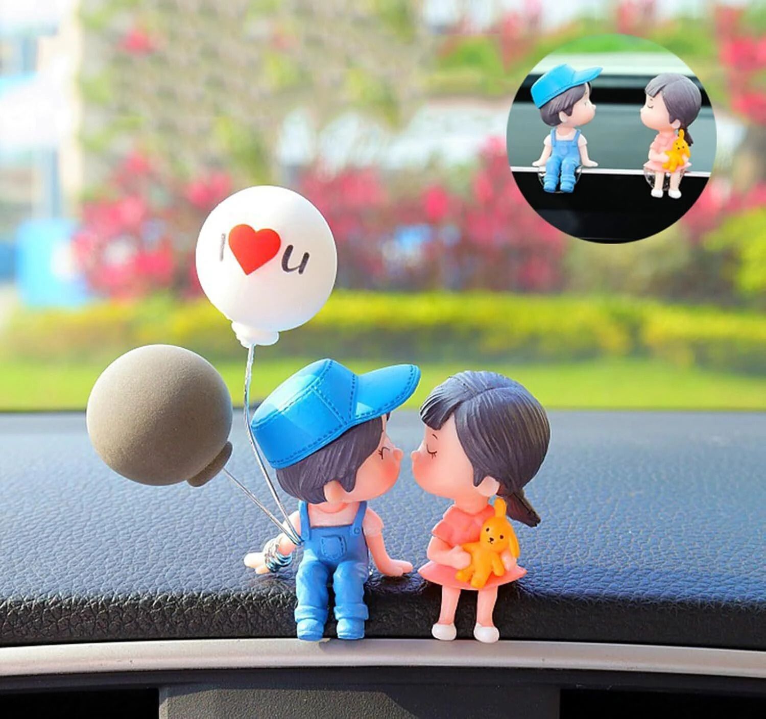 Cute Cartoon Couples Action Figure Figurines Balloon Ornament Car Dashboard Toys Decorative Showpiece-2 cm