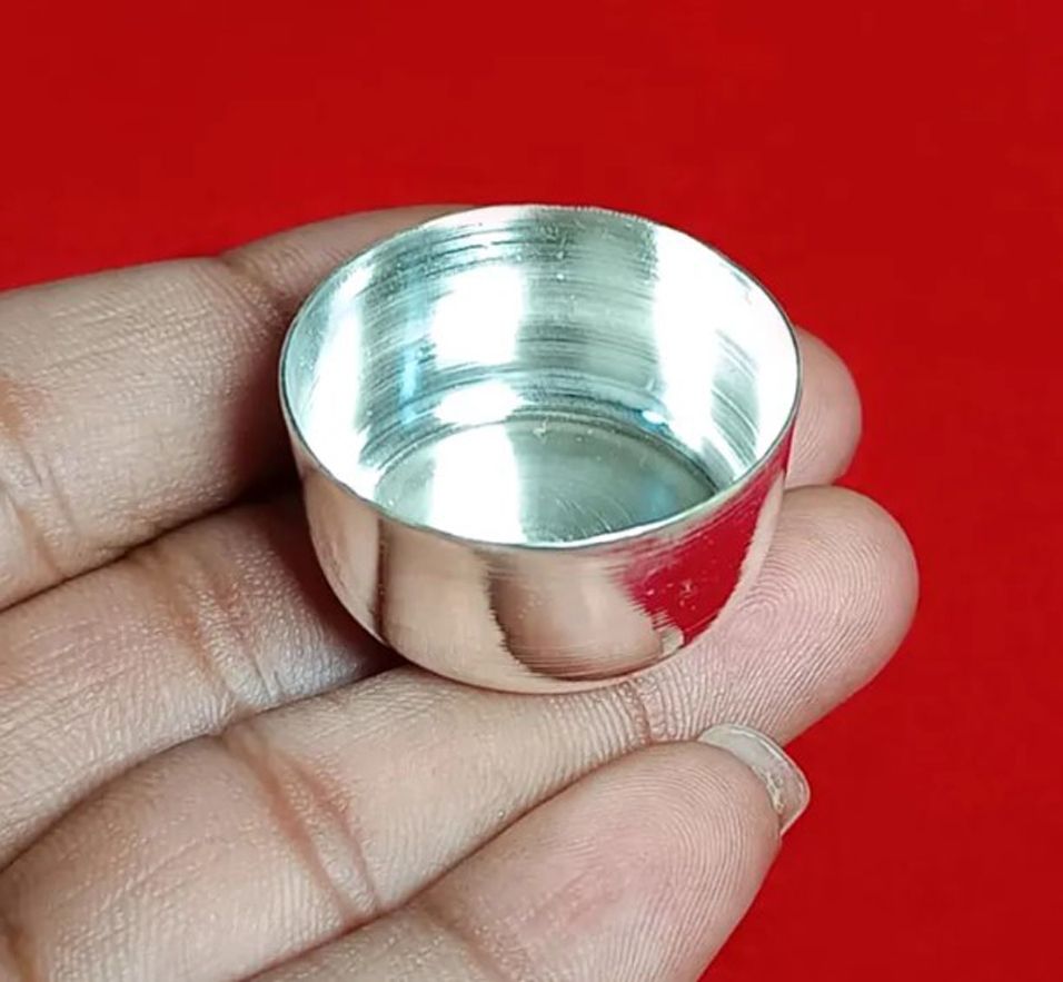 ASTRO-D 999 Pure Silver Bowl ,Temple Accessories. 8 GM (LADO GOPAL TILK BOWL.). Decorative Showpiece - 3 cm